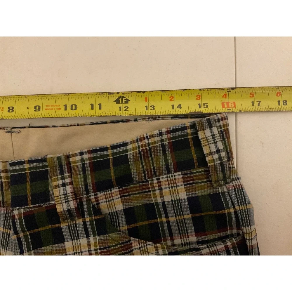 Vintage‎ 70s Lee Fastbacks Plaid Flared Trousers Green Gold Mens 32x31 USA Made